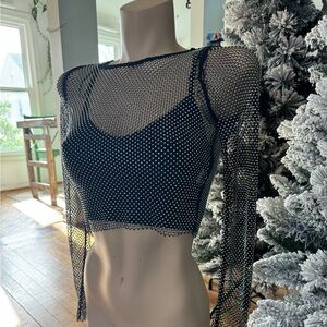 Altar'd State Black Mesh studded Crop Top